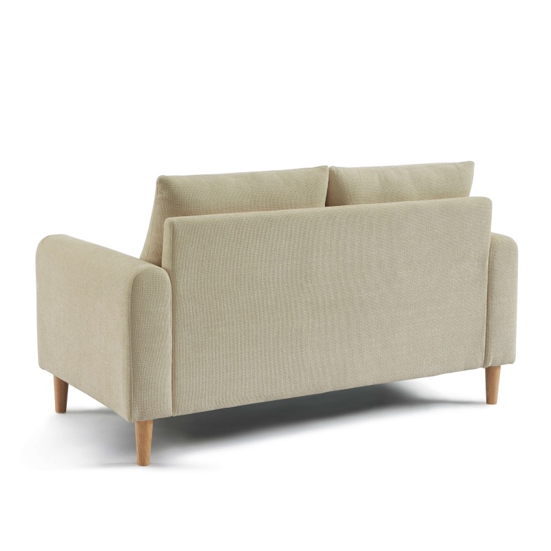 Canapé droit CALIBA fixe tissu taupe 2 places