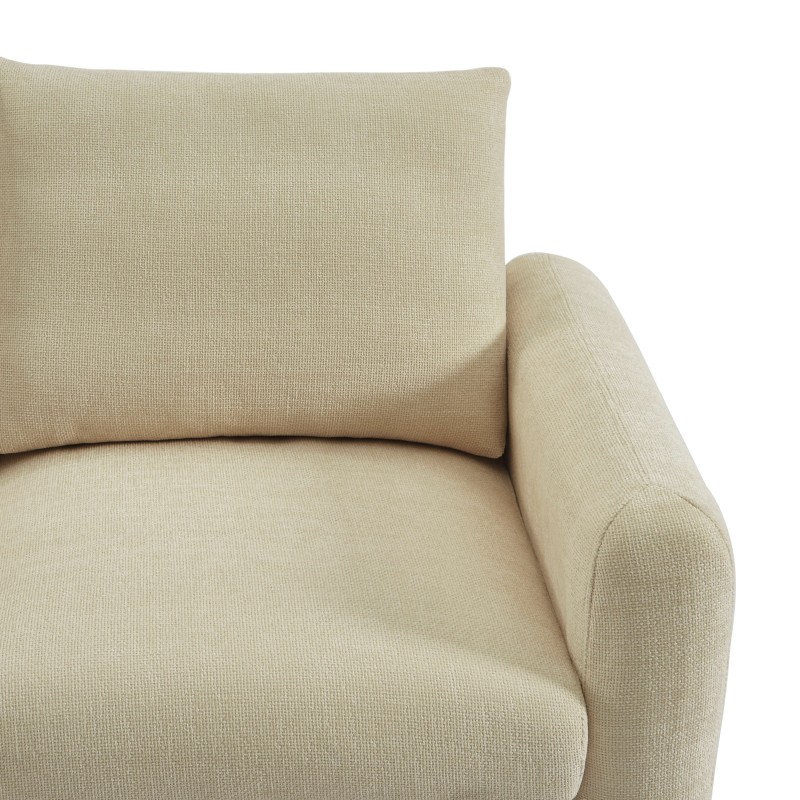 Canapé droit CALIBA fixe tissu taupe 2 places