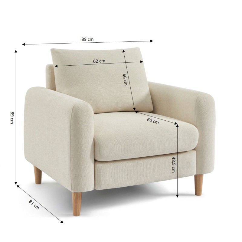 Fauteuil CALIBA tissu beige 1 place