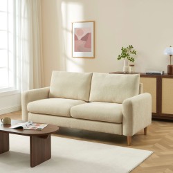Canapé droit CALIBA fixe tissu taupe 3 places