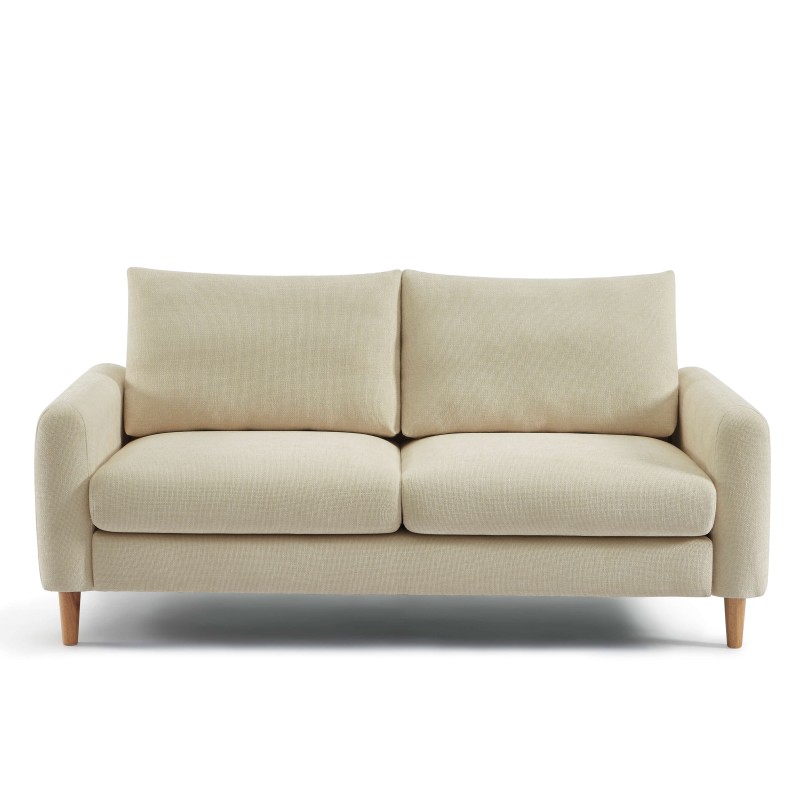 Canapé droit CALIBA fixe tissu taupe 3 places