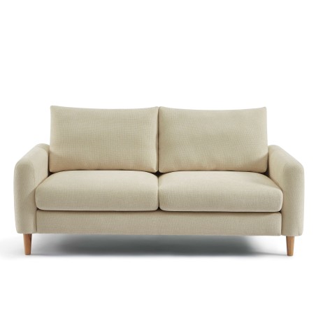 Canapé droit CALIBA fixe tissu taupe 3 places