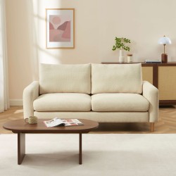 Canapé droit CALIBA fixe tissu taupe 3 places
