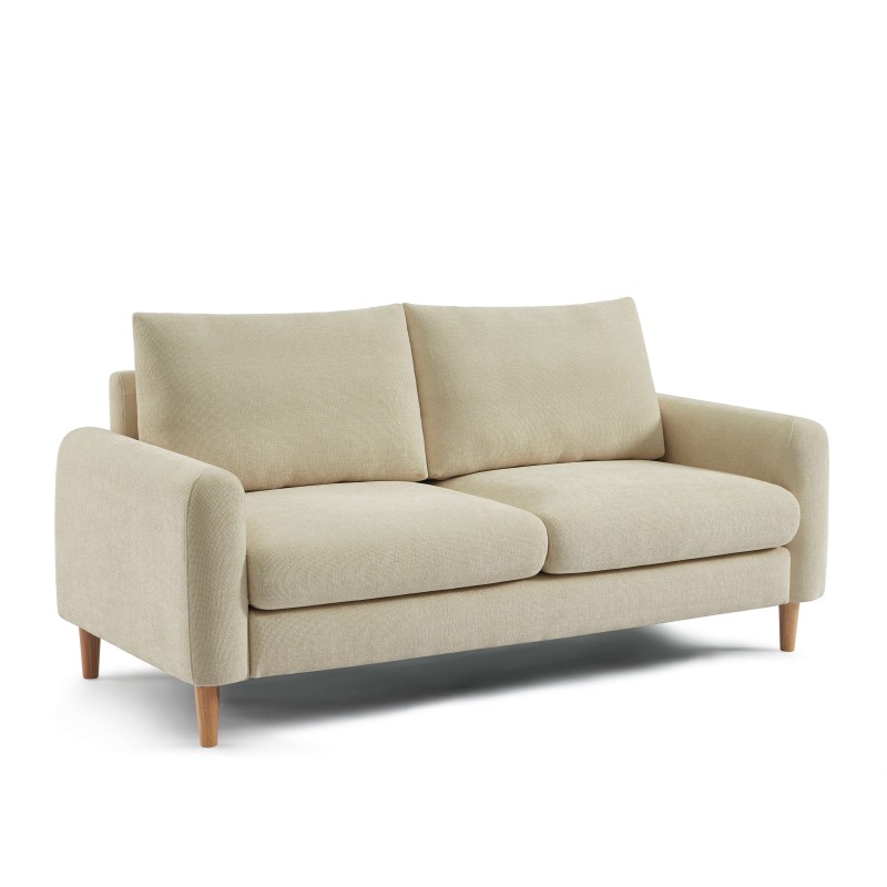 Canapé droit CALIBA fixe tissu taupe 3 places