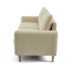Canapé droit CALIBA fixe tissu taupe 3 places