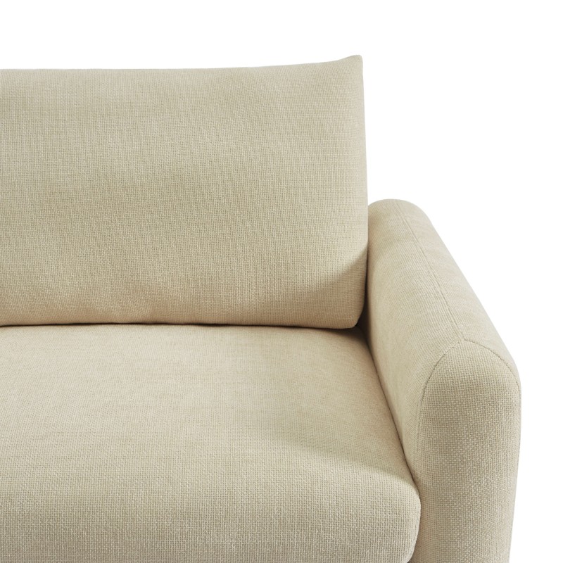 Canapé droit CALIBA fixe tissu taupe 3 places