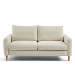 Canapé droit CALIBA fixe tissu beige 3 places
