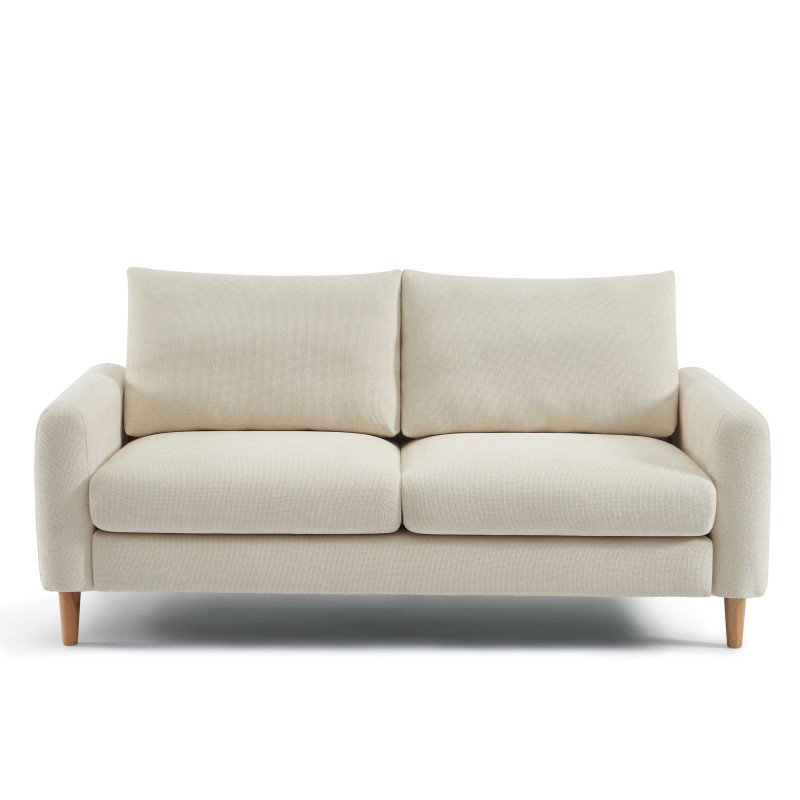 Canapé droit CALIBA fixe tissu beige 3 places