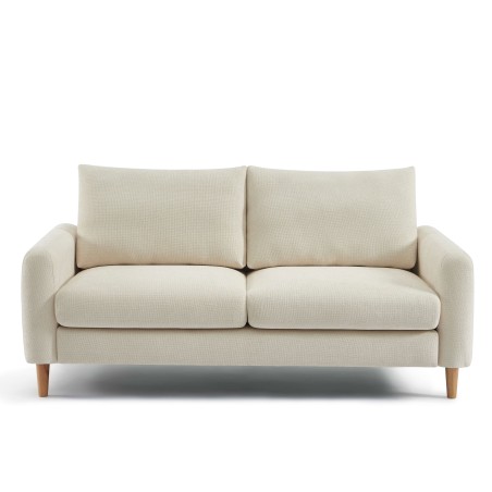 Canapé droit CALIBA fixe tissu beige 3 places