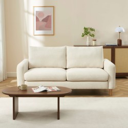 Canapé droit CALIBA fixe tissu beige 3 places