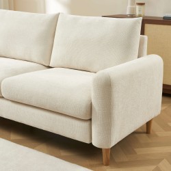 Canapé droit CALIBA fixe tissu beige 3 places