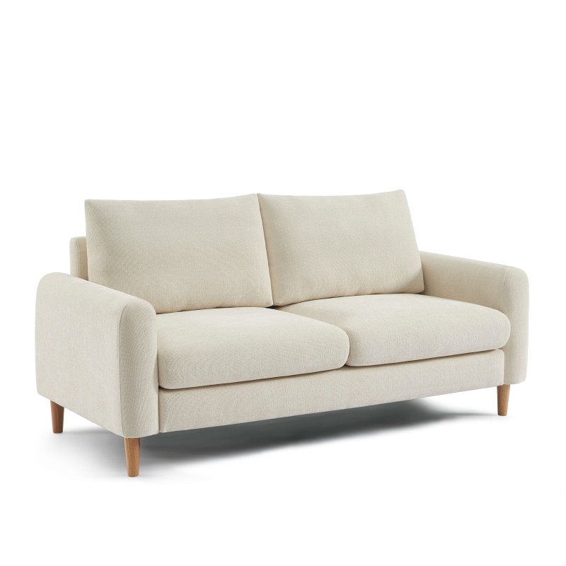 Canapé droit CALIBA fixe tissu beige 3 places
