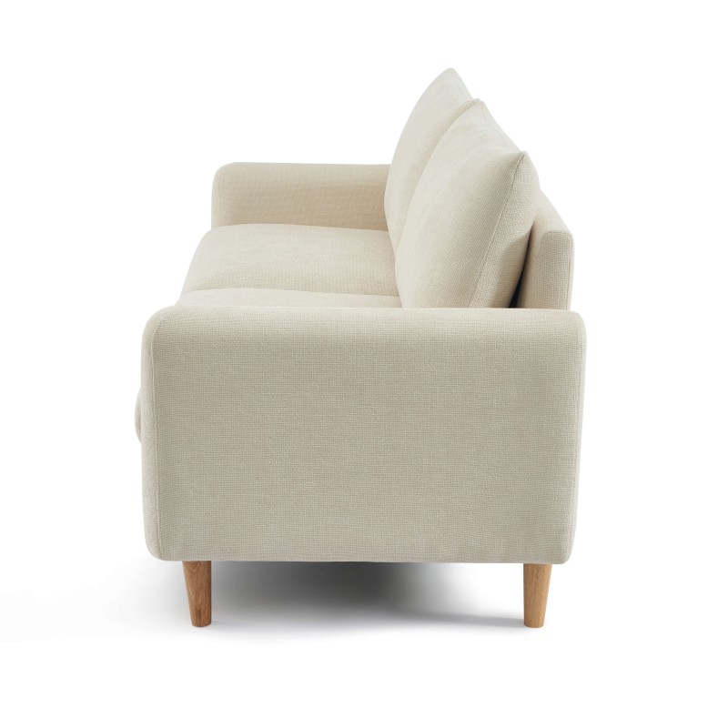 Canapé droit CALIBA fixe tissu beige 3 places