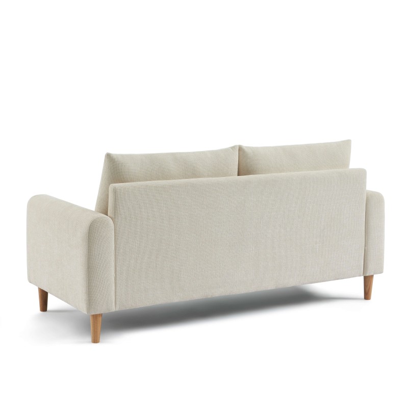Canapé droit CALIBA fixe tissu beige 3 places