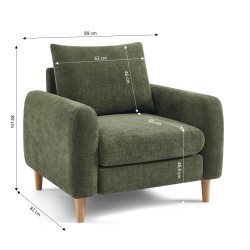 Fauteuil CALIBA tissu vert 1 place