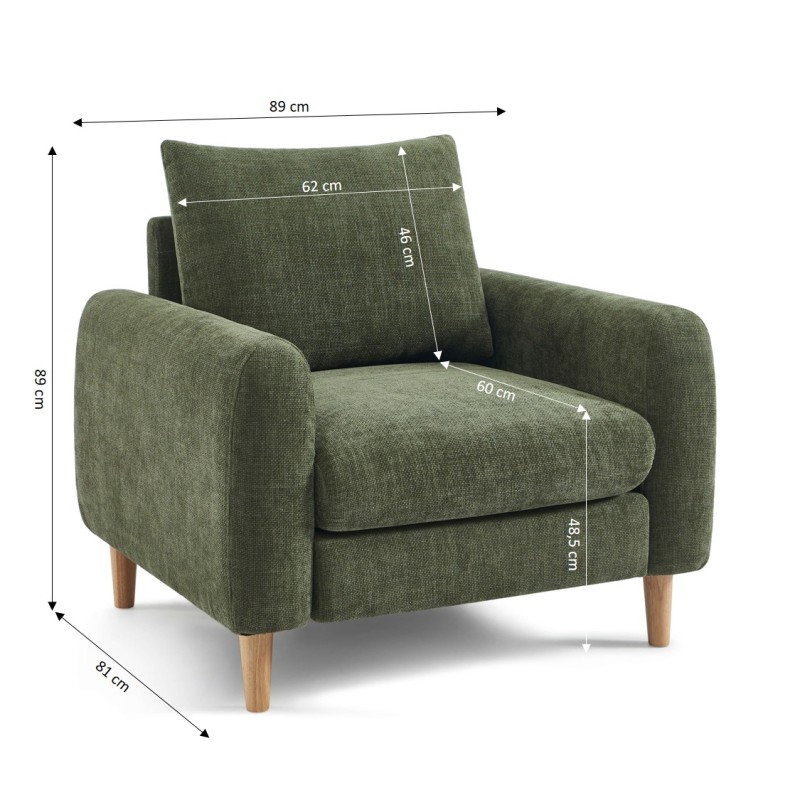 Fauteuil CALIBA tissu vert 1 place