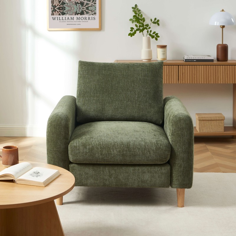 Fauteuil CALIBA tissu vert 1 place