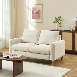 Canapé droit CALIBA fixe tissu beige 2 places