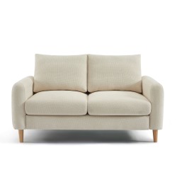Canapé droit CALIBA fixe tissu beige 2 places