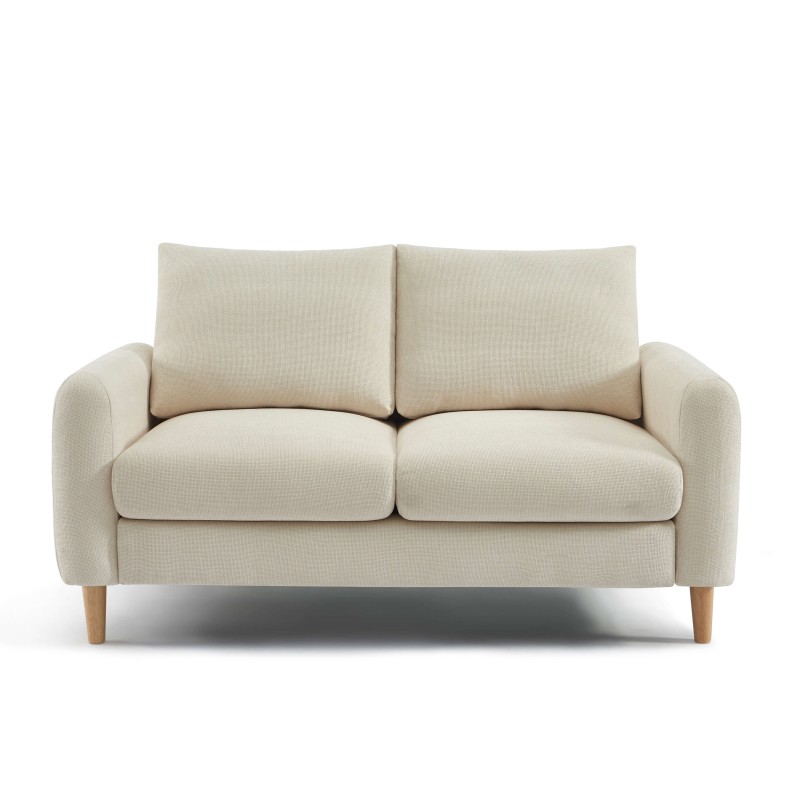 Canapé droit CALIBA fixe tissu beige 2 places