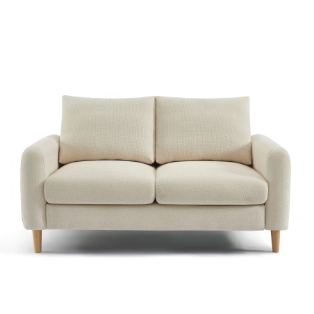 Canapé droit CALIBA fixe tissu beige 2 places