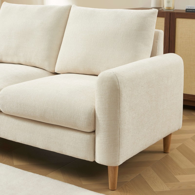 Canapé droit CALIBA fixe tissu beige 2 places