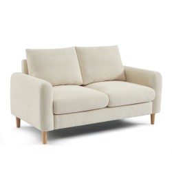Canapé droit CALIBA fixe tissu beige 2 places