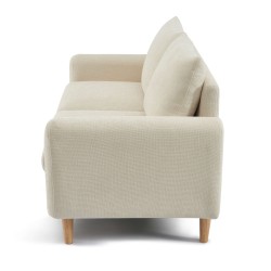 Canapé droit CALIBA fixe tissu beige 2 places