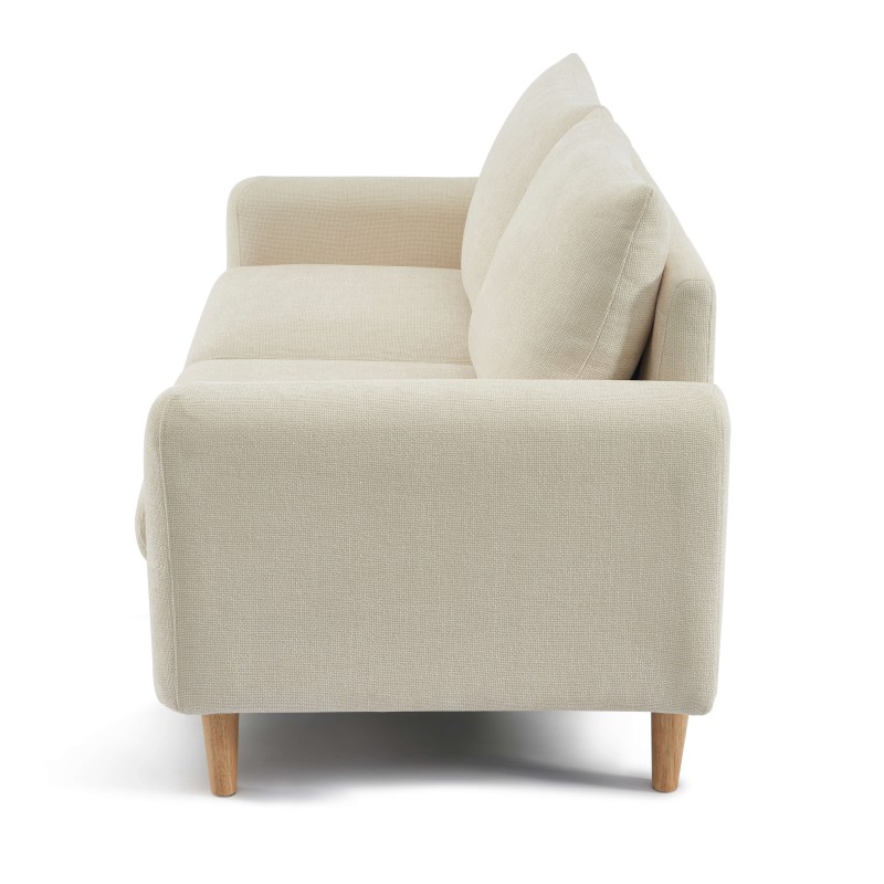 Canapé droit CALIBA fixe tissu beige 2 places