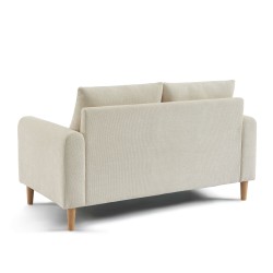 Canapé droit CALIBA fixe tissu beige 2 places