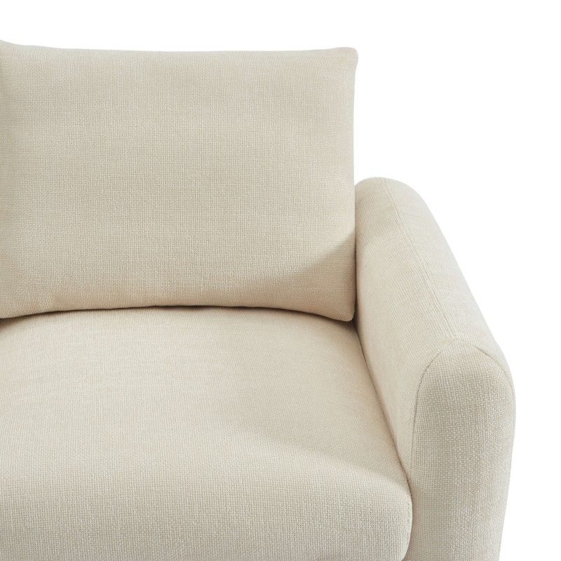 Canapé droit CALIBA fixe tissu beige 2 places
