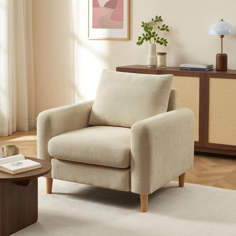 Fauteuil CALIBA tissu taupe 1 place