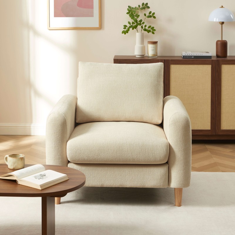 Fauteuil CALIBA tissu taupe 1 place