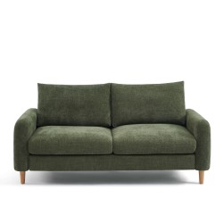 Canapé droit CALIBA fixe tissu vert 3 places