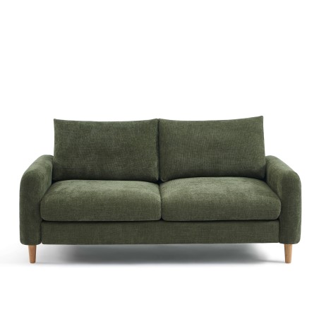 Canapé droit CALIBA fixe tissu vert 3 places