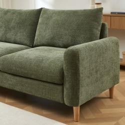 Canapé droit CALIBA fixe tissu vert 3 places