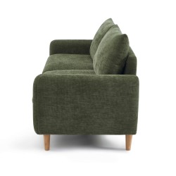 Canapé droit CALIBA fixe tissu vert 3 places