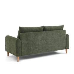 Canapé droit CALIBA fixe tissu vert 3 places