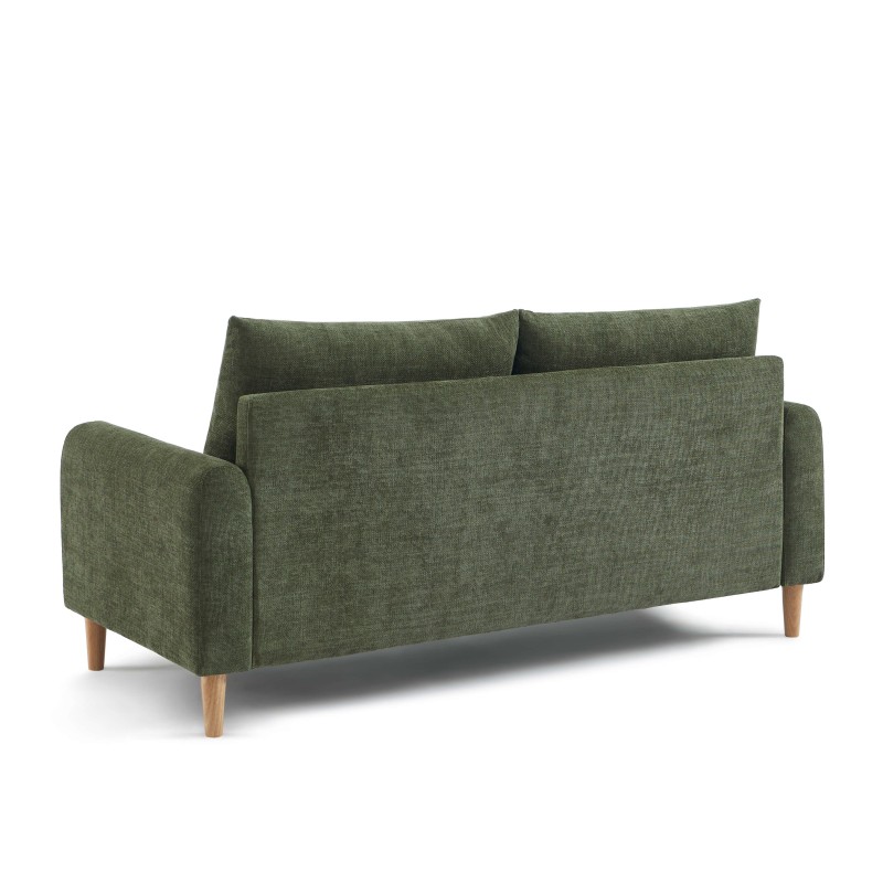 Canapé droit CALIBA fixe tissu vert 3 places