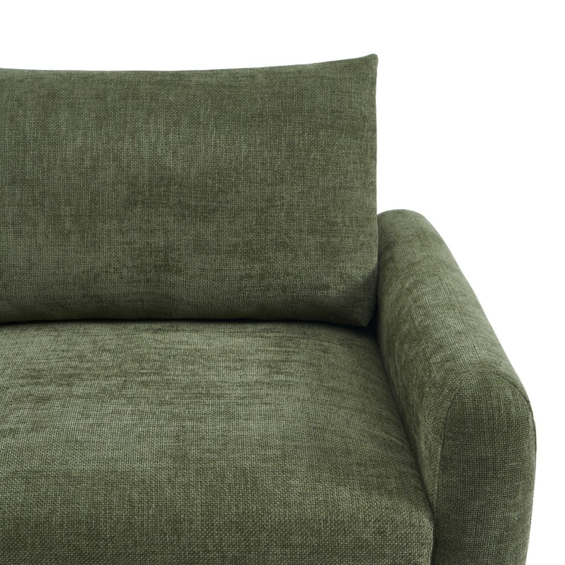 Canapé droit CALIBA fixe tissu vert 3 places