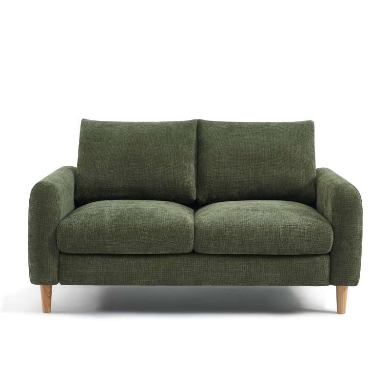 Canapé droit CALIBA fixe tissu vert 2 places