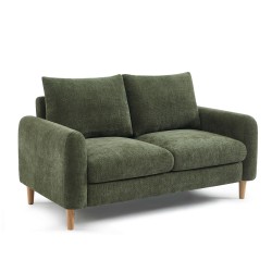 Canapé droit CALIBA fixe tissu vert 2 places
