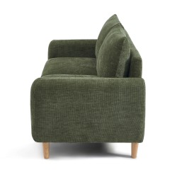 Canapé droit CALIBA fixe tissu vert 2 places