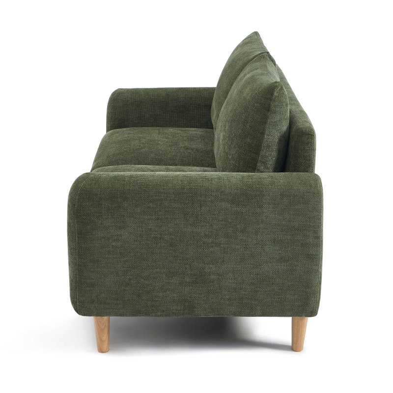Canapé droit CALIBA fixe tissu vert 2 places