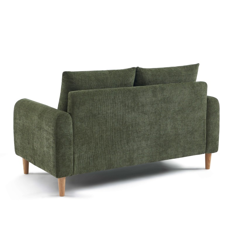 Canapé droit CALIBA fixe tissu vert 2 places