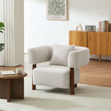 Fauteuil BRAZZA tissu beige 1 place