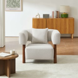 Fauteuil BRAZZA tissu beige 1 place