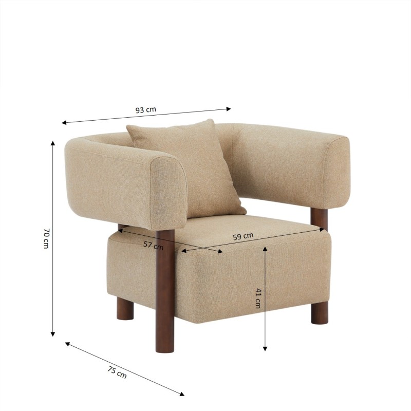 Fauteuil BRAZZA tissu sable 1 place
