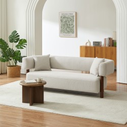 Canapé droit BRAZZA fixe tissu beige 3 places