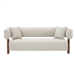 Canapé droit BRAZZA fixe tissu beige 3 places